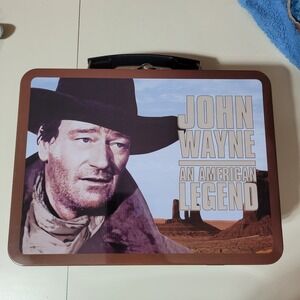 John Wayne An American Legend Metal Lunch Box Tin Western Collectible Brown Blue